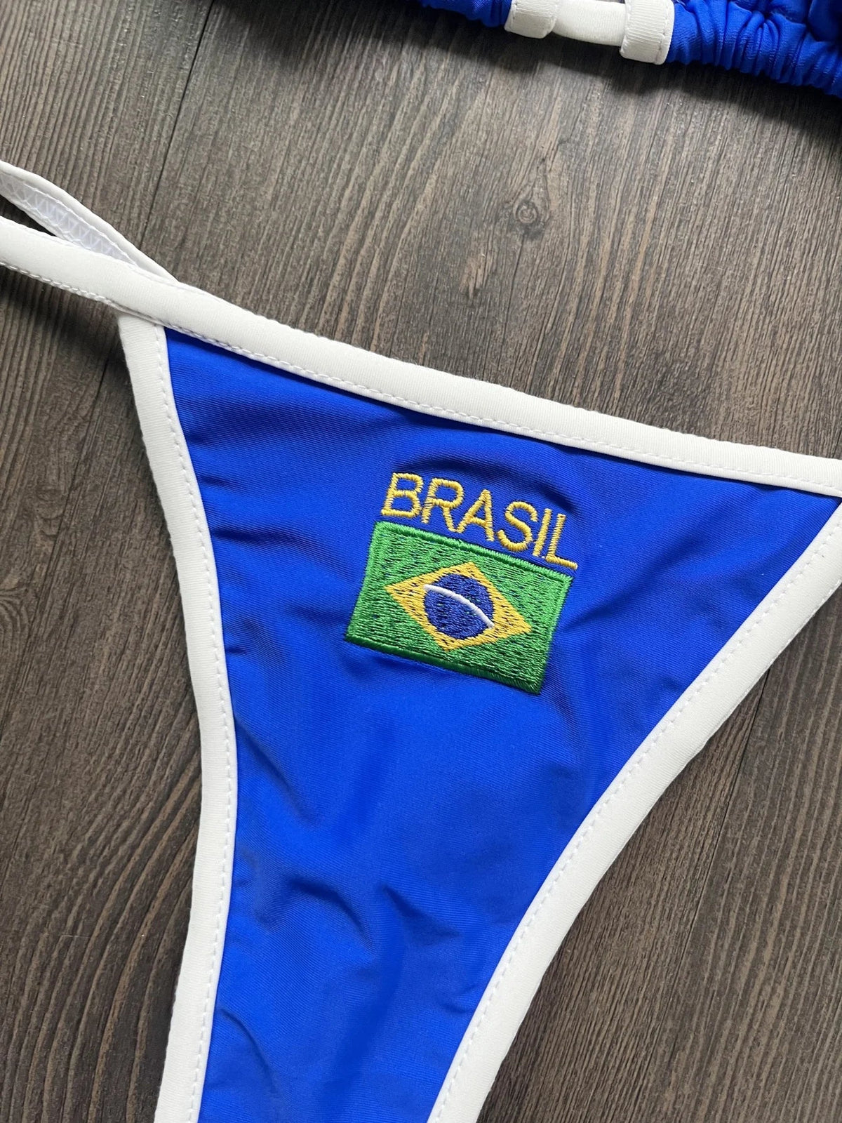 Solid color sexy embroidered Brazilian flag bikini set, women&