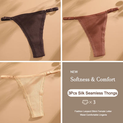 3-Piece Cotton G-String Thong Set for Women