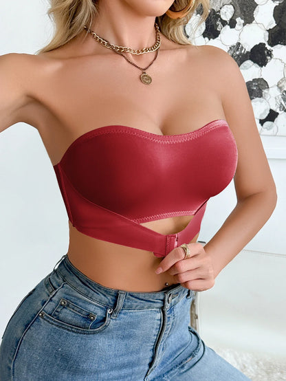 Summer Solid Color Strapless Wireless Women&