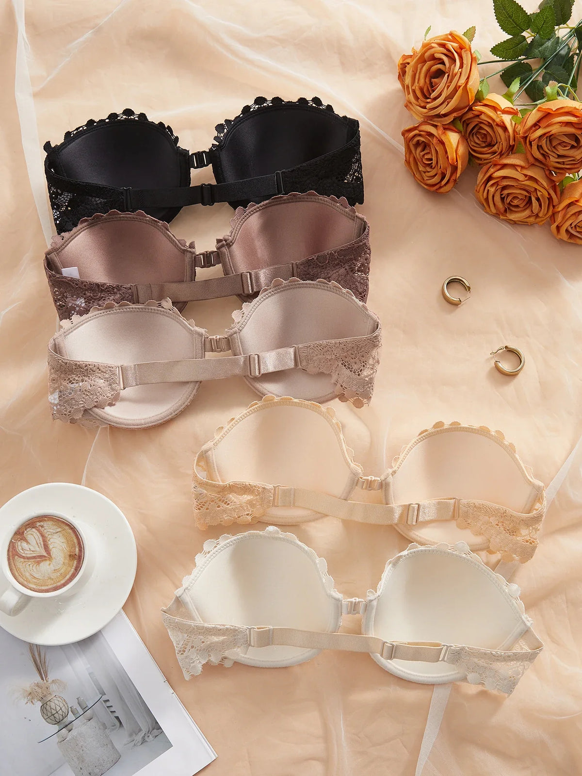 3Pcs Thin Cup Strapless Women&
