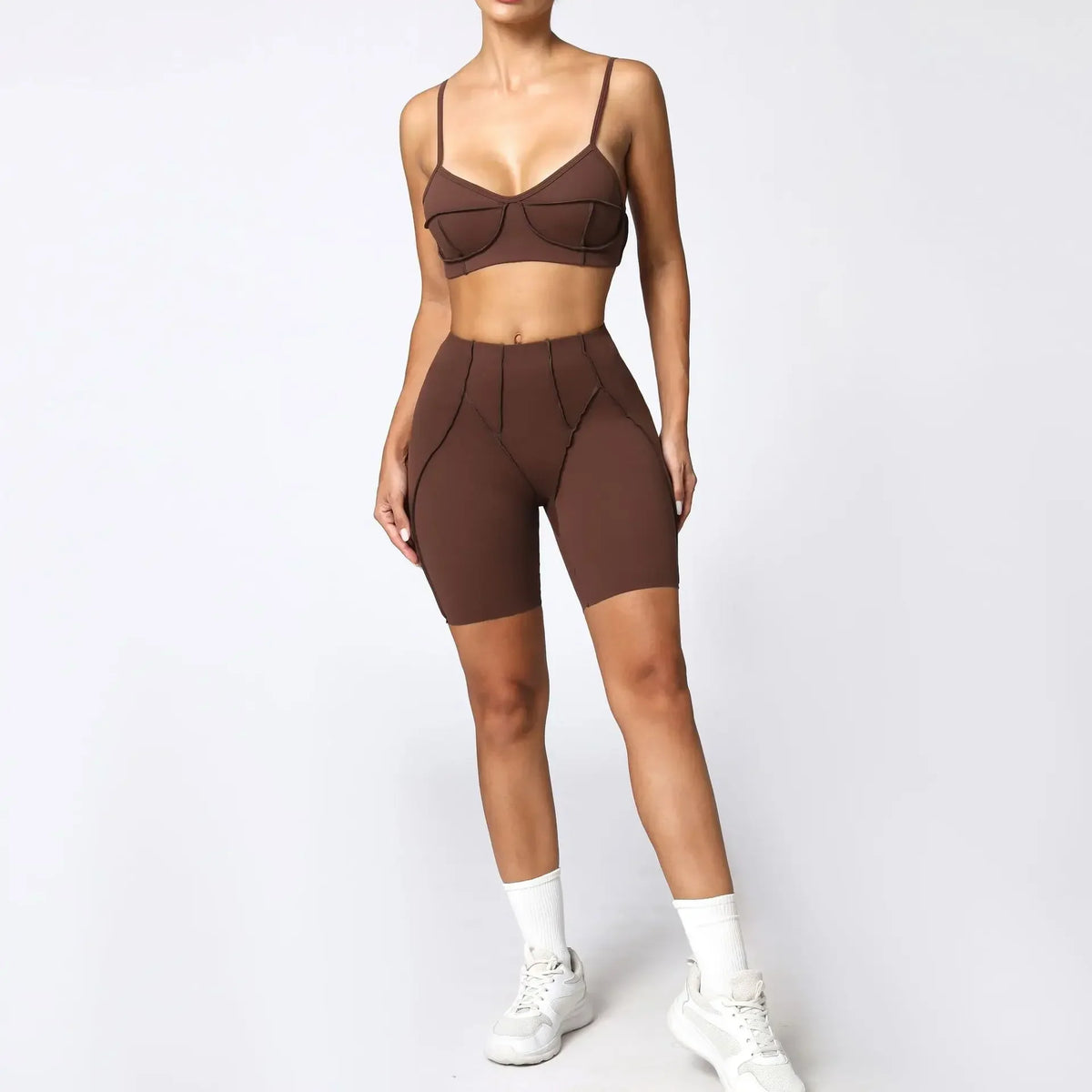 2-Piece Yoga Set – Open Back Sports Bra &amp; High Waist Shorts