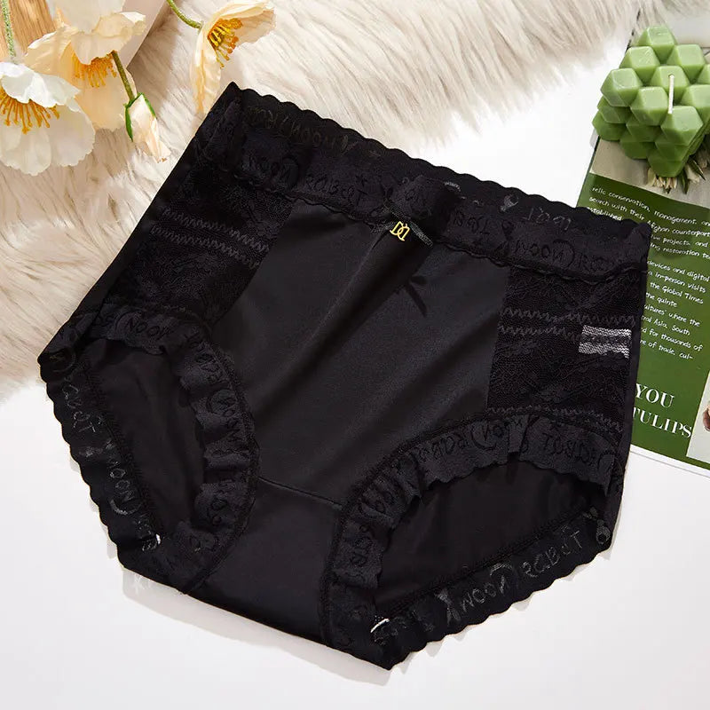 1 Pcs Seamless Panties for Women Sexy Lace Flower Hollow Underwear High Waist Plus Size 3XL Solid Silk Breathable Briefs Female