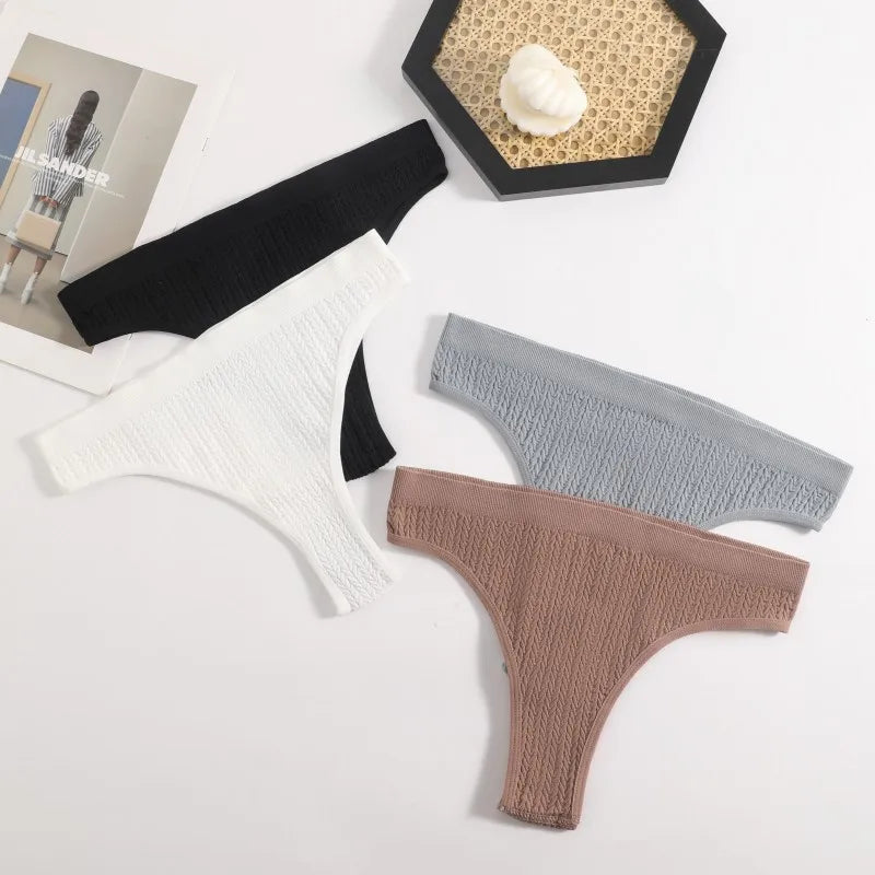 3Pcs/Set Seamless Panties Women Low Waist Briefs Soft Underwear Solid Color Sexy Lingerie Female Underpants Stretch Panty