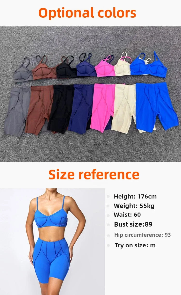 2-Piece Yoga Set – Open Back Sports Bra &amp; High Waist Shorts