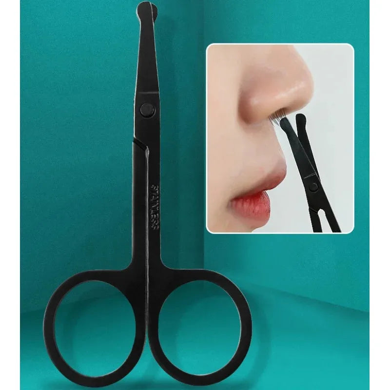 Black Round Head Nose Hair Trimmer, Stainless Steel Safety Nose Trimmer for Men &amp; Women
