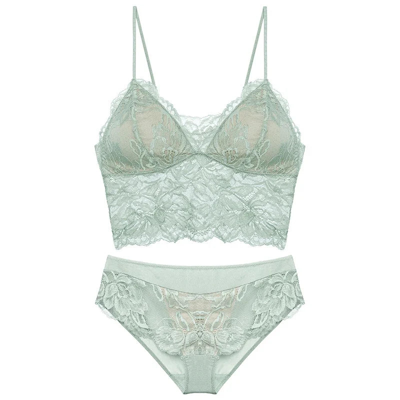 Sexy Backless Bralette French Sheer Mesh Halter Top Wireless Comfortable No Show Anti Nipple Bra &amp; G String Australia Hot MOYISU