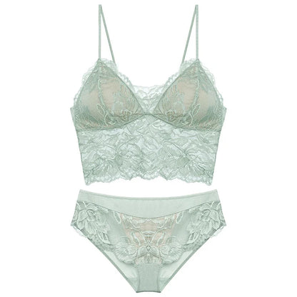Sexy Backless Bralette French Sheer Mesh Halter Top Wireless Comfortable No Show Anti Nipple Bra &amp; G String Australia Hot MOYISU