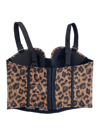 Fishbone Corset Cross-Border European and American Leopard Print Spicy Girl Tank Top Sexy Inner Wear Camisole High-End Outerwear Bra