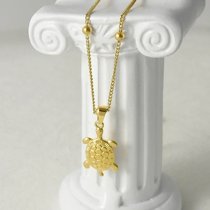 1Pc Temperament Fashion Summer Beach Blue Marine Life Sea Horse Shell Turtle Mini Fish Bead Necklace Classic Clavicle Chain