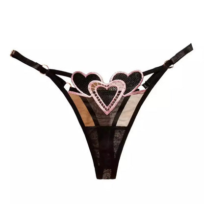 Embroidery Heart Thin Sexy Girls G String Thong Panties Women Briefs Hollow Out Transparent Underwear Female Lingerie