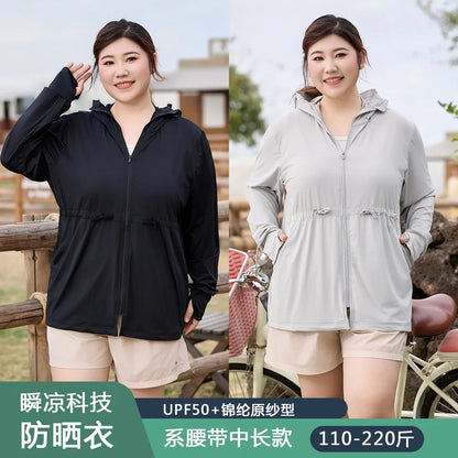 Ice Silk Long Sleeve Sunscreen Clothing 3XL 4XL UPF 50+ UV Protection Thin Breathable Sun-Proof Coat Ice Silk Sunscreen Jacket