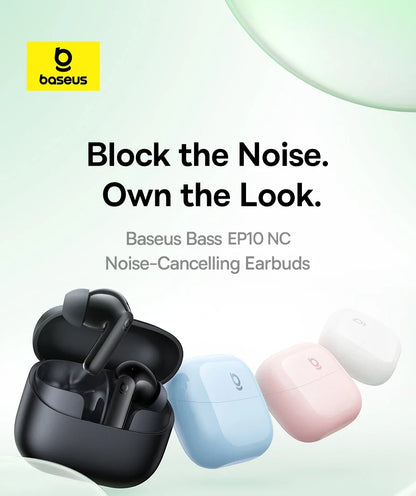 Baseus Bass EP10 NC -43dB Noise Cancelling ANC True Wireless Earbuds Bluetooth 6.0 In-Ear Wireless Earphones 4-Mics ENC Ear buds