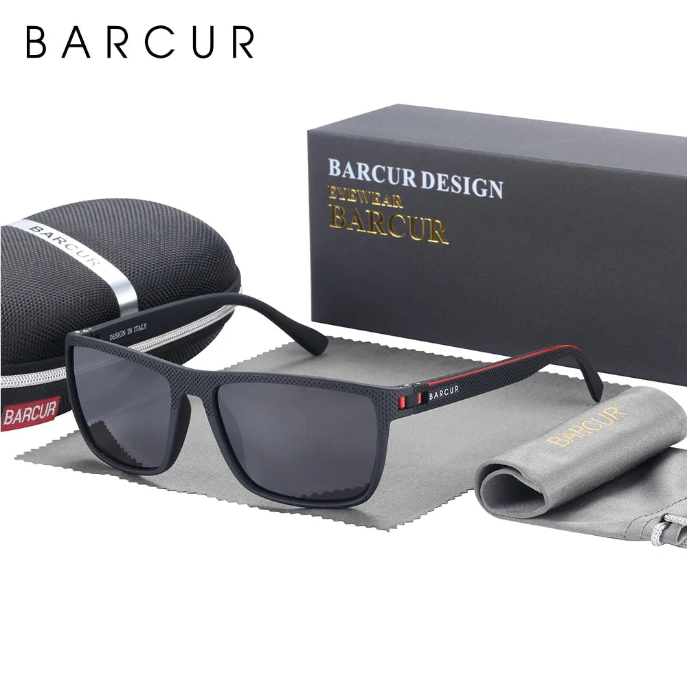 BARCUR Sports Polarized Sunglasses for Men Lightweight TR90 Square Fishing &amp; Travel Eyewear UV400 Protection Men Accessory