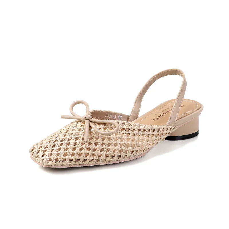 Woven Bow Back Strap Design Sandals Women&