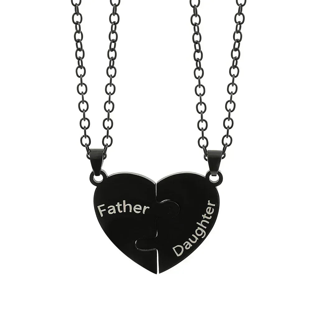 Father Mom Son Daughter Family Necklace Love Heart Puzzle Pendant Necklace Stainless Steel Jewelry for Women Mother&