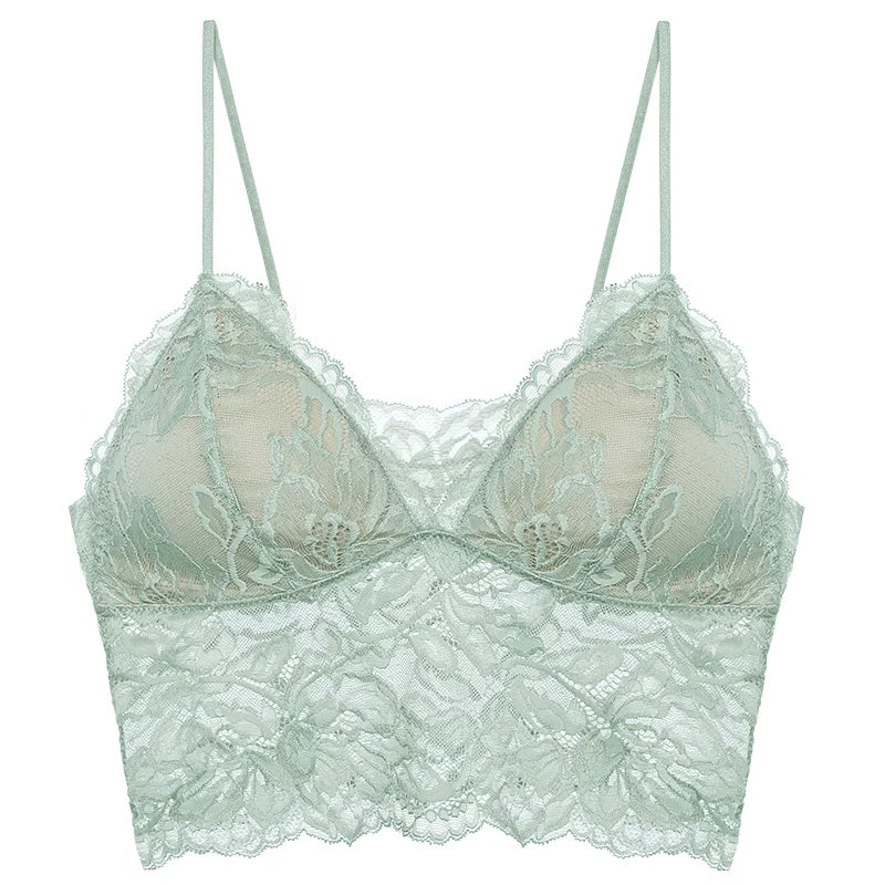 Sexy Backless Bralette French Sheer Mesh Halter Top Wireless Comfortable No Show Anti Nipple Bra &amp; G String Australia Hot MOYISU