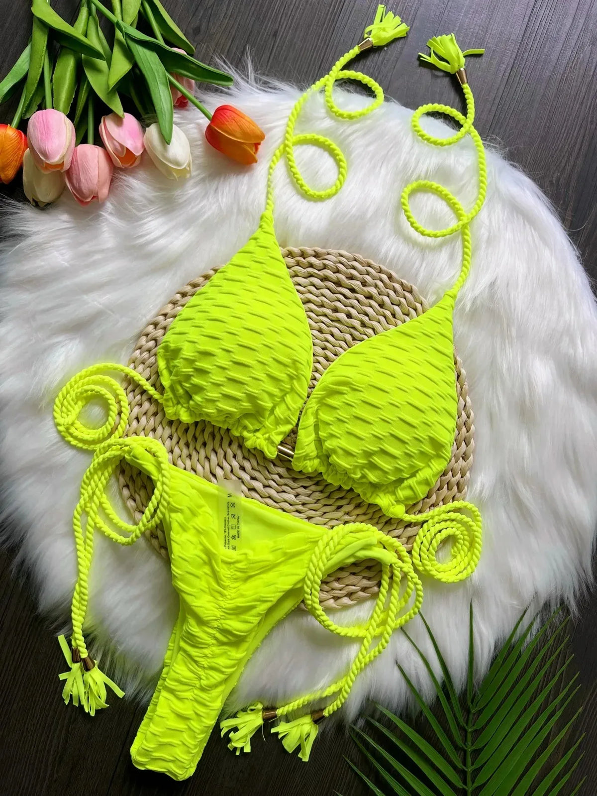 2026 new sexy bikini set with braided straps and split swimsuit 2-piece beach swimsuit