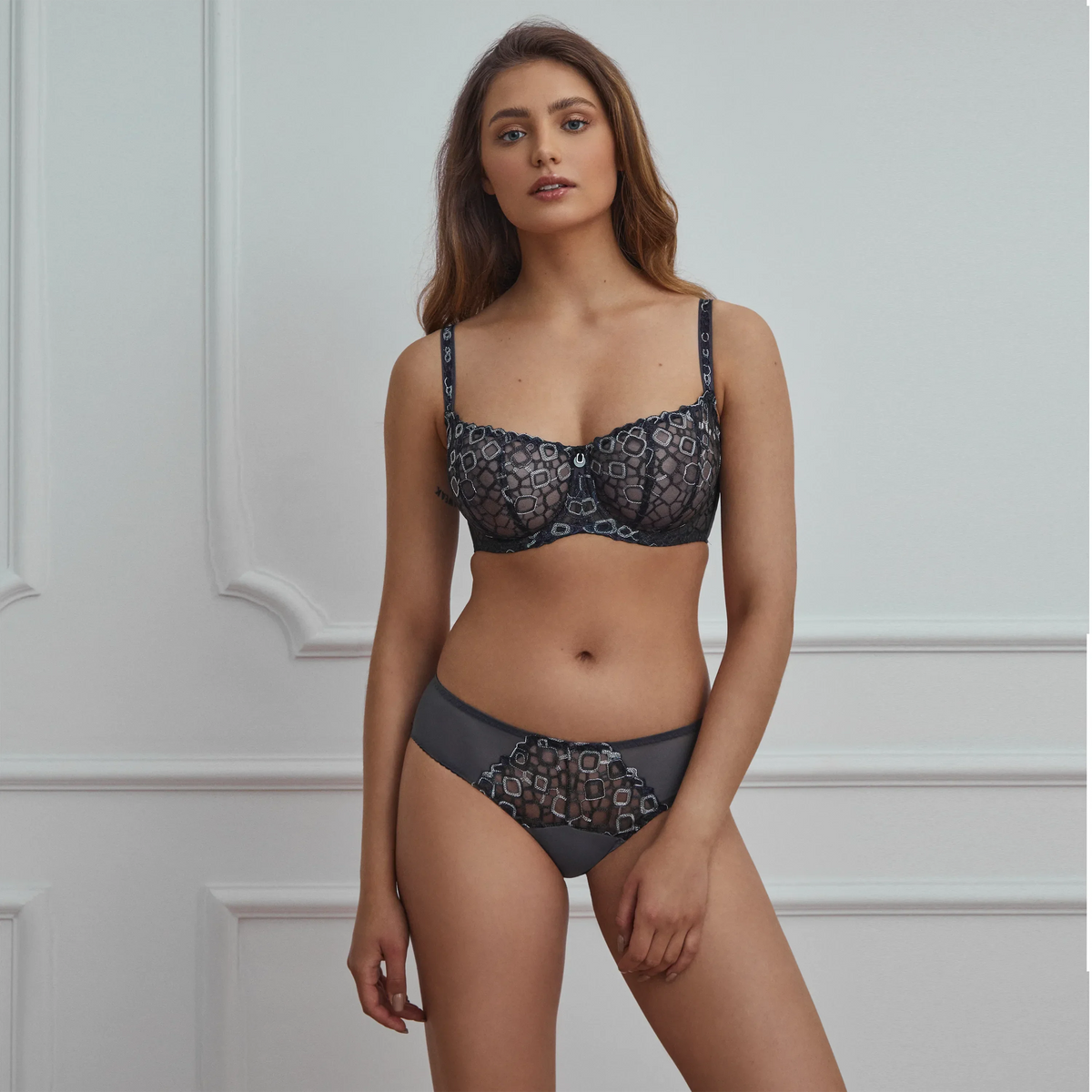 Sheer Embroidery Balconette Bra Sharon