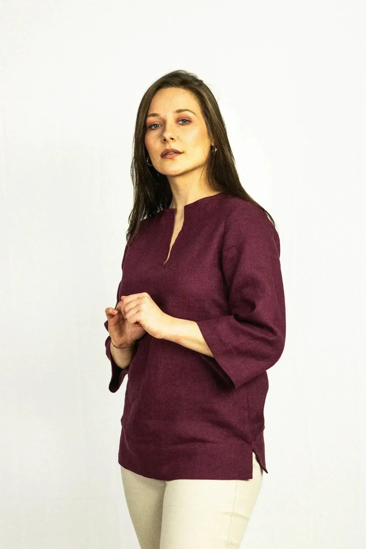 Asphalt Grey Linen Oversize Top – Modern &amp; Comfortable Blouse