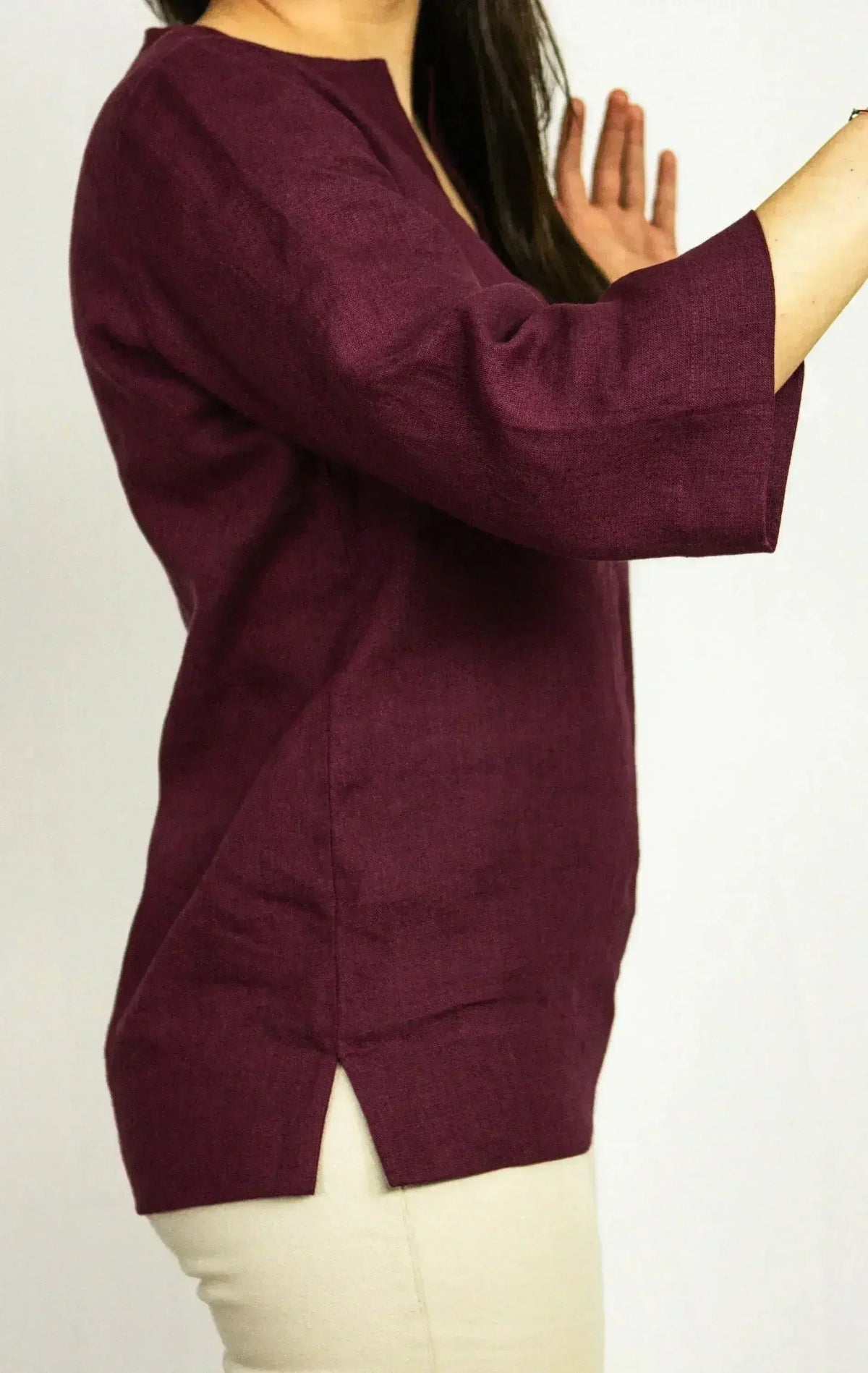 Asphalt Grey Linen Oversize Top – Modern &amp; Comfortable Blouse