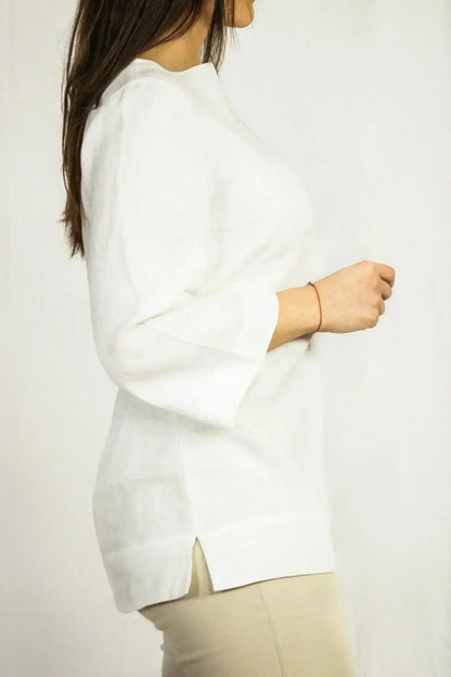 Asphalt Grey Linen Oversize Top – Modern &amp; Comfortable Blouse