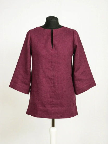Asphalt Grey Linen Oversize Top – Modern &amp; Comfortable Blouse
