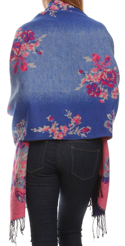 Sakkas Ontario double layer floral Pashmina/ Shawl/ Wrap/ Stole with fringe