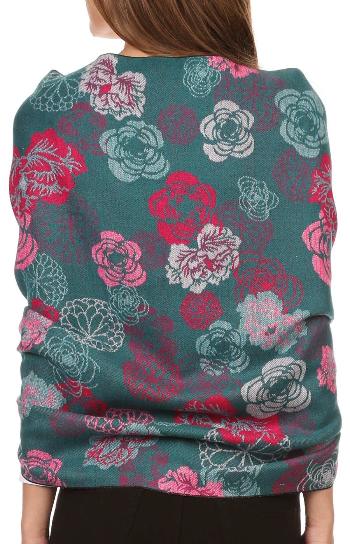 Sakkas Ontario double layer floral Pashmina/ Shawl/ Wrap/ Stole with fringe