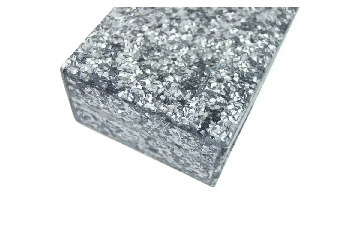 Silver Glitter Acrylic Box Clutch