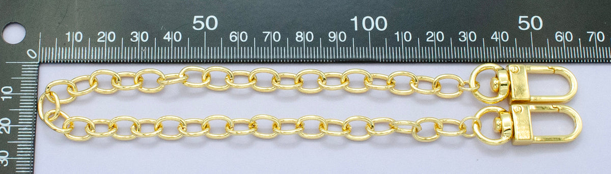 24K Gold Filled 11.5 Inch Cable Chain Bag Purse Charm Keychain Findings | WA-2761