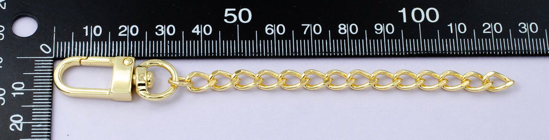 24K Gold Filled Curb Chain Bag Purse Charm Swivel Keychain Finding | WA-2758