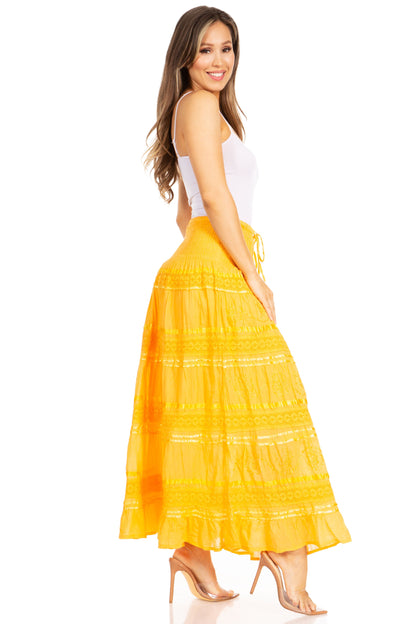 Sakkas Lace and Ribbon Peasant Boho Skirt
