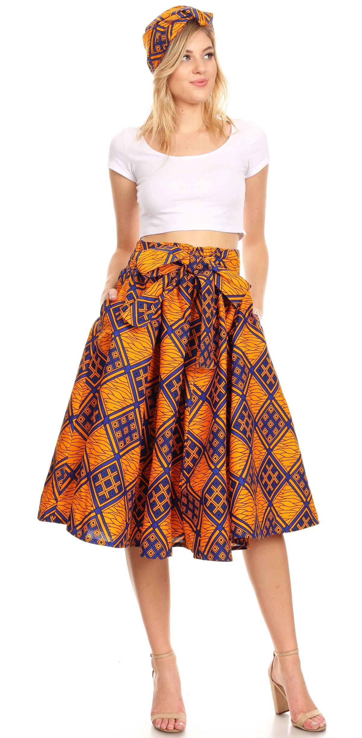 Sakkas African Dutch Ankara Wax Print Full Circle Skirt