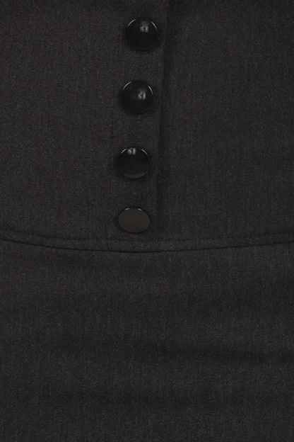 Sakkas Petite High Waist Stretch Pencil Skirt with Four Button Detail