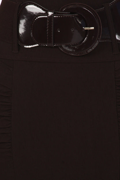 Sakkas Petite High Waist Shirred Stretch Pencil Skirt with Wide Belt