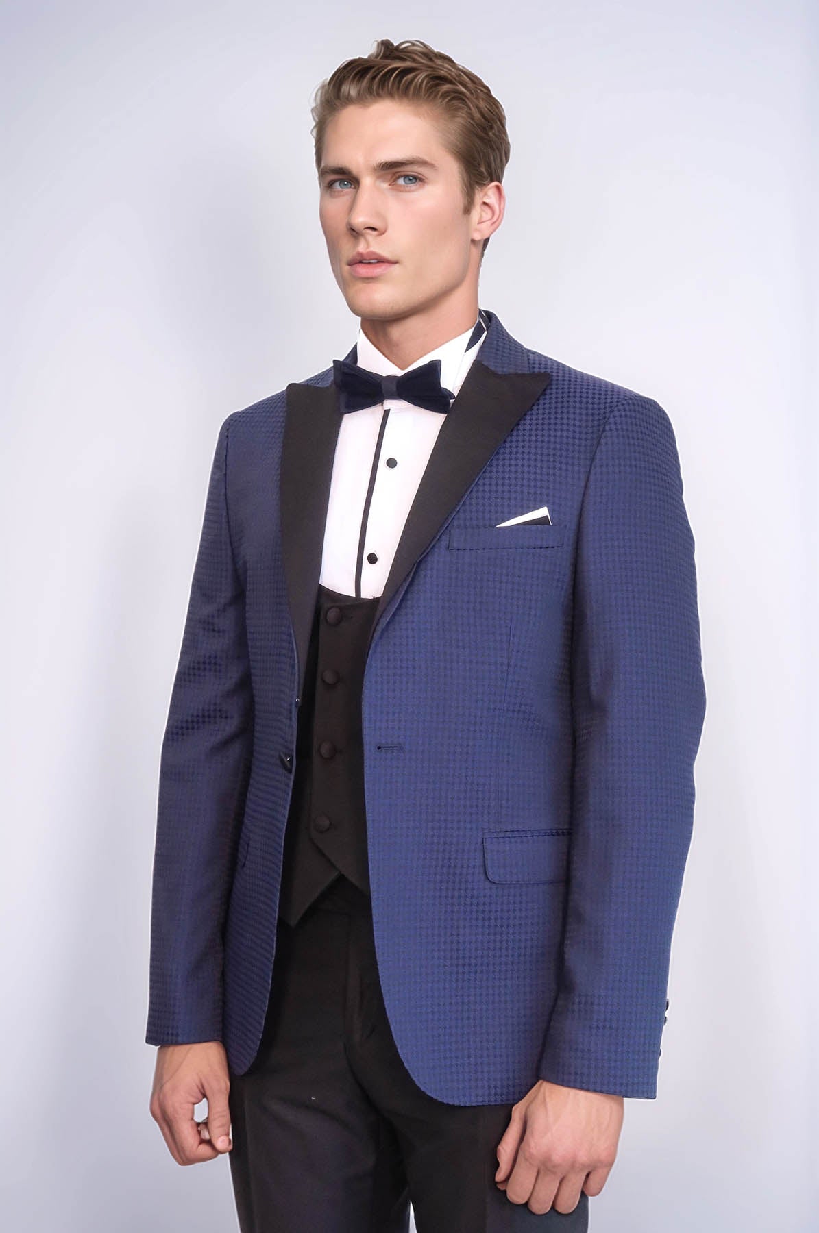 Patterned Jacket Navy Blue Tuxedo | Wessi