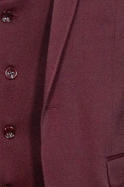 Patterned Claret Red Vested Suit- Wessi
