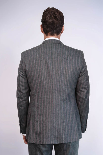 Striped Black Vested Suit - Wessi