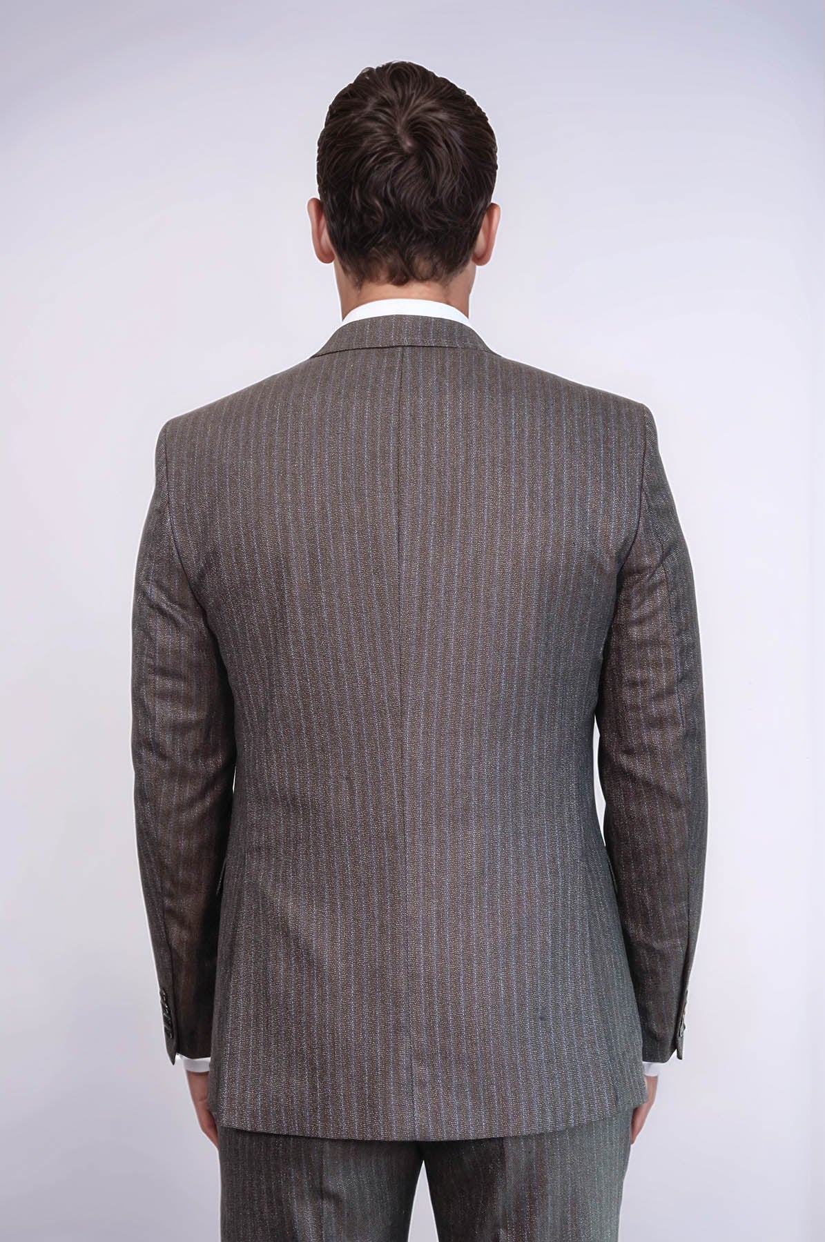 Striped Brown Vested Suit | Wessi
