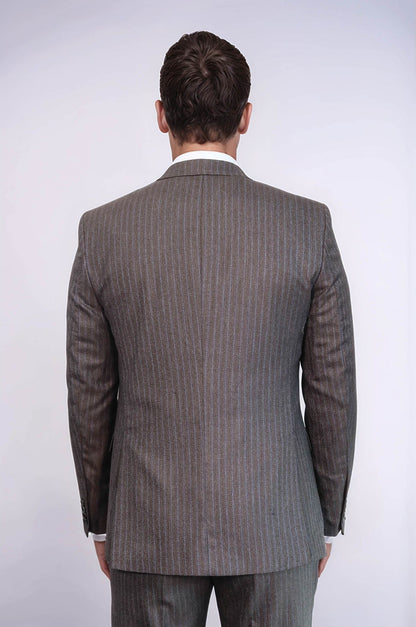 Striped Brown Vested Suit | Wessi