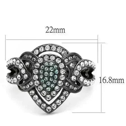IP Gun Black Stainless Steel Ring with Multi-Color Crystals TK2679