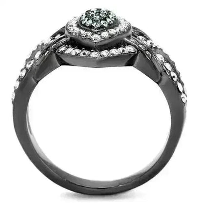 IP Gun Black Stainless Steel Ring with Multi-Color Crystals TK2679