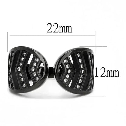 TK3056 IP Black Stainless Steel Ring – Top Grade Clear Crystal