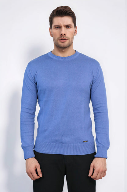 Circle Neck Blue Knitwear - Wessi