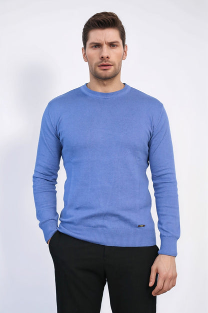 Circle Neck Blue Knitwear - Wessi