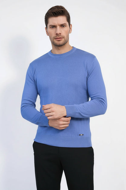 Circle Neck Blue Knitwear - Wessi