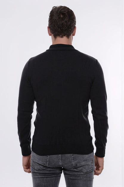 Half Turtleneck Black Knitwear Sweater - Wessi