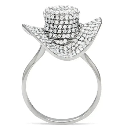 TS015 Rhodium Sterling Silver Ring – AAA Clear CZ Solitaire