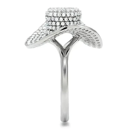 TS015 Rhodium Sterling Silver Ring – AAA Clear CZ Solitaire