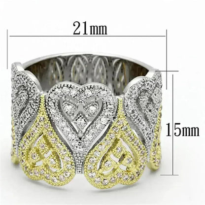 TS126 Gold &amp; Rhodium Sterling Silver Ring – AAA Champagne CZ